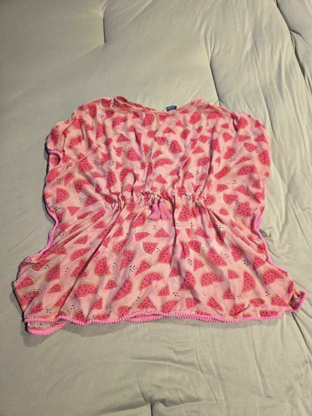 Pink Watermelon Print Swim Cover Up Dress
